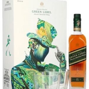 estuche whisky  green label 750cc con vasos x 750